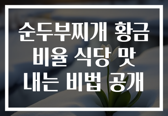 순두부찌개 황금 비율 식당 맛 내는 비법 공개 순두부찌개 황금 비율 식당 맛 내는 비법 공개