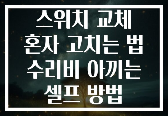 스위치 교체 혼자 고치는 법 수리비 아끼는 셀프 방법