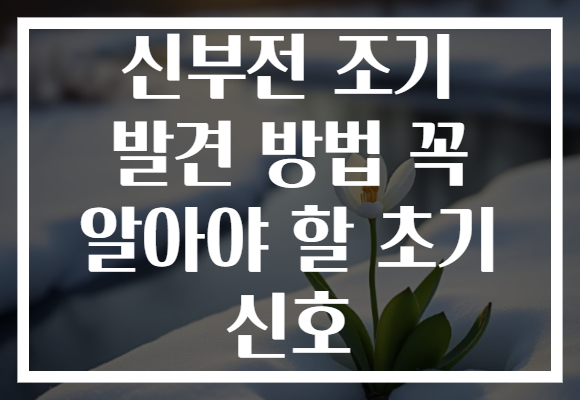 신부전 조기 발견 방법 꼭 알아야 할 초기 신호 신부전 조기 발견 방법 꼭 알아야 할 초기 신호