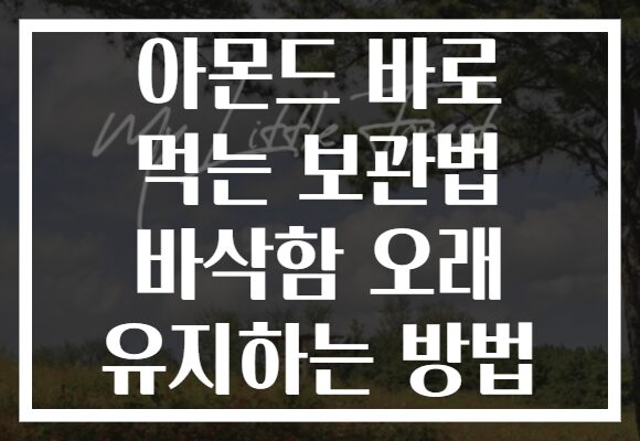 아몬드 바로 먹는 보관법 바삭함 오래 유지하는 방법