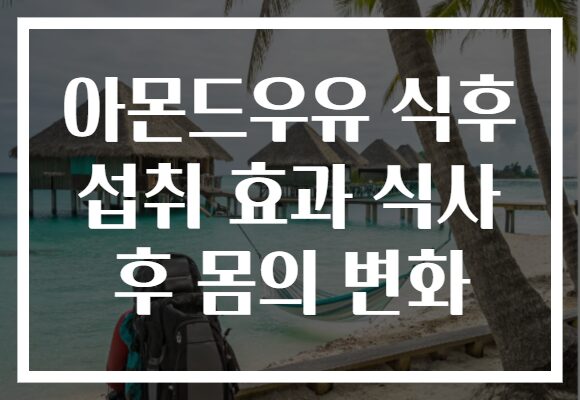 아몬드우유 식후 섭취 효과 식사 후 몸의 변화 아몬드우유 식후 섭취 효과 식사 후 몸의 변화