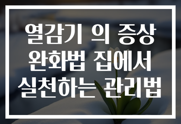 열감기 의 증상 완화법 집에서 실천하는 관리법