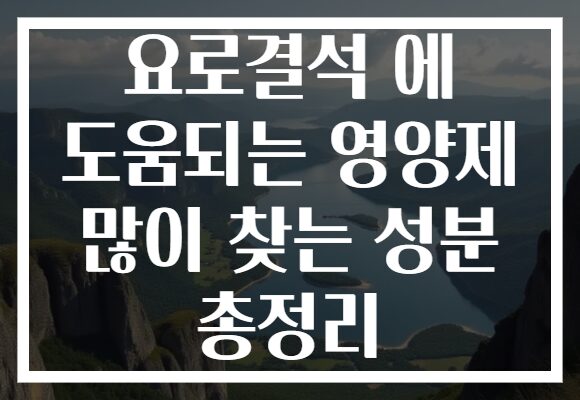 요로결석 에 도움되는 영양제 많이 찾는 성분 총정리
