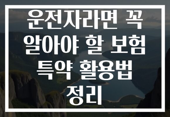 운전자라면 꼭 알아야 할 보험 특약 활용법 정리 운전자라면 꼭 알아야 할 보험 특약 활용법 정리