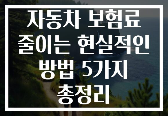 자동차 보험료 줄이는 현실적인 방법 5가지 총정리 자동차 보험료 줄이는 현실적인 방법 5가지 총정리