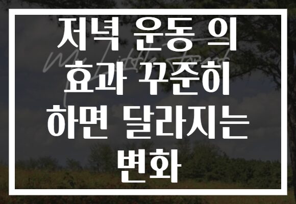 저녁 운동 의 효과 꾸준히 하면 달라지는 변화 저녁 운동 의 효과 꾸준히 하면 달라지는 변화