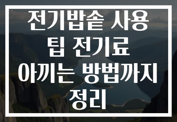 전기밥솥 사용 팁 전기료 아끼는 방법까지 정리 전기밥솥 사용 팁 전기료 아끼는 방법까지 정리