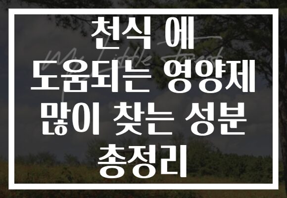 천식 에 도움되는 영양제 많이 찾는 성분 총정리