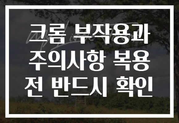 크롬 부작용과 주의사항 복용 전 반드시 확인 크롬 부작용과 주의사항 복용 전 반드시 확인
