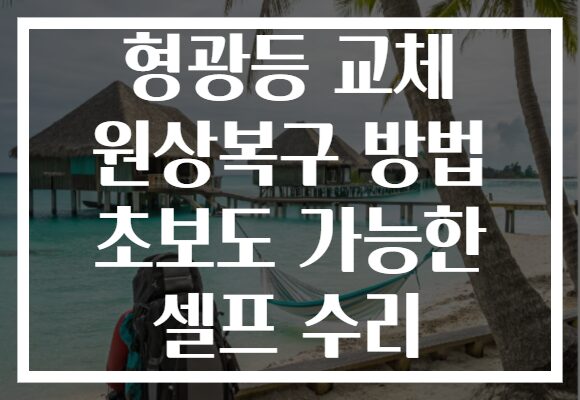 형광등 교체 원상복구 방법 초보도 가능한 셀프 수리
