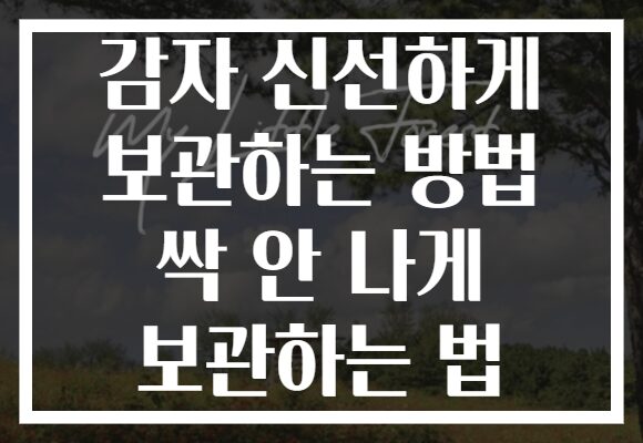 감자 신선하게 보관하는 방법 싹 안 나게 보관하는 법 감자 신선하게 보관하는 방법 싹 안 나게 보관하는 법