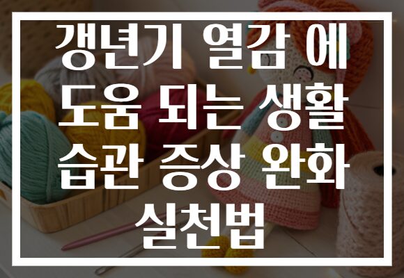 갱년기 열감 에 도움 되는 생활 습관 증상 완화 실천법 갱년기 열감 에 도움 되는 생활 습관 증상 완화 실천법
