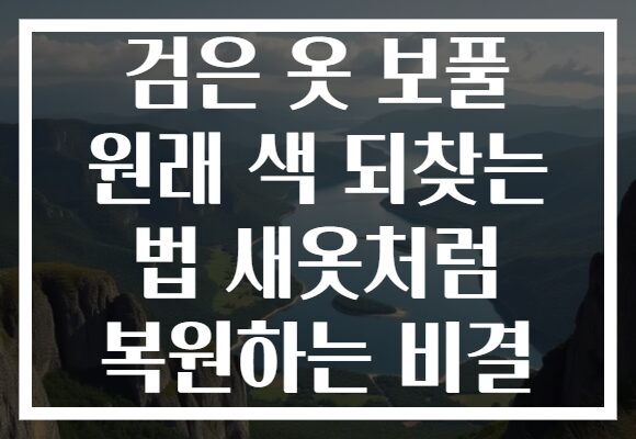 검은 옷 보풀 원래 색 되찾는 법 새옷처럼 복원하는 비결