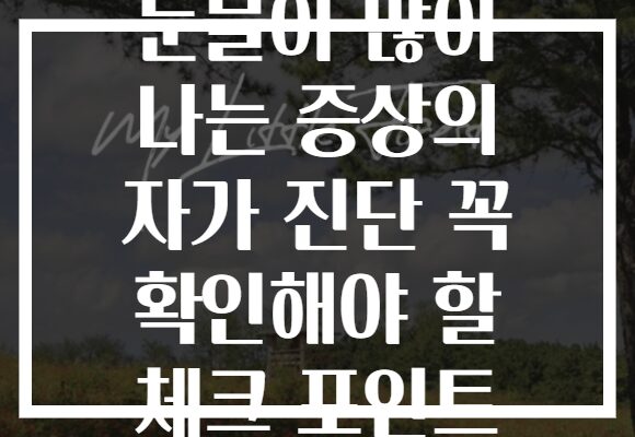 눈물이 많이 나는 증상의 자가 진단 꼭 확인해야 할 체크 포인트