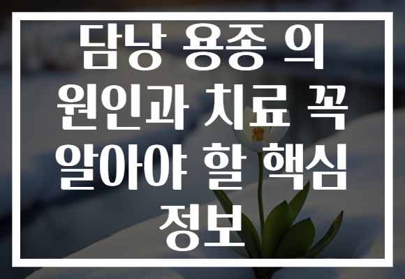 담낭 용종 의 원인과 치료 꼭 알아야 할 핵심 정보