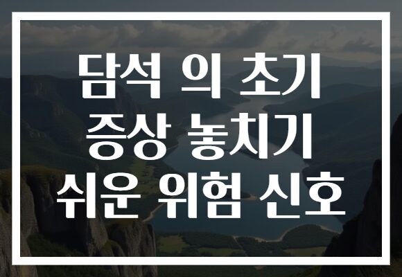 담석 의 초기 증상 놓치기 쉬운 위험 신호 담석 의 초기 증상 놓치기 쉬운 위험 신호