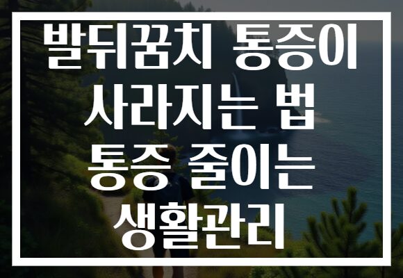 발뒤꿈치 통증이 사라지는 법 통증 줄이는 생활관리