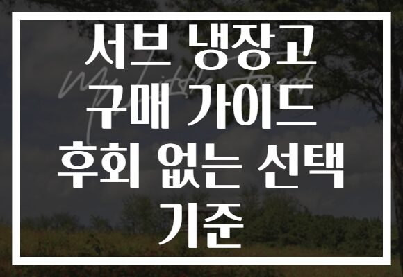서브 냉장고 구매 가이드 후회 없는 선택 기준