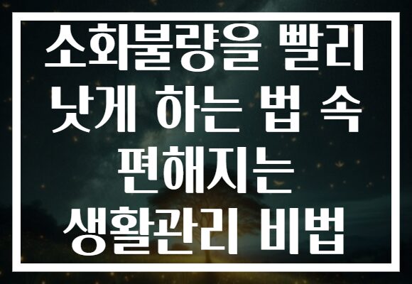 소화불량을 빨리 낫게 하는 법 속 편해지는 생활관리 비법