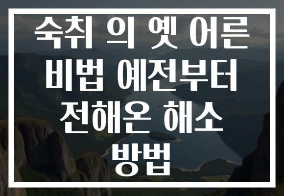 숙취 의 옛 어른 비법 예전부터 전해온 해소 방법 숙취 의 옛 어른 비법 예전부터 전해온 해소 방법