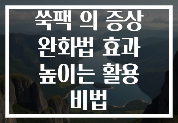 쑥팩 의 증상 완화법 효과 높이는 활용 비법