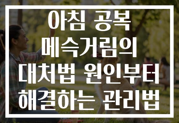 아침 공복 메슥거림의 대처법 원인부터 해결하는 관리법