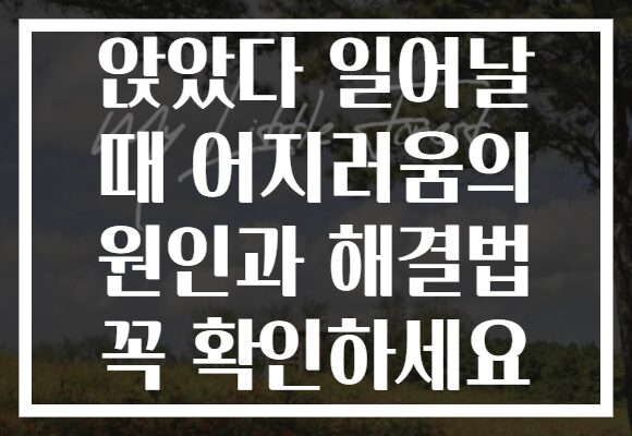 앉았다 일어날 때 어지러움의 원인과 해결법 꼭 확인하세요 앉았다 일어날 때 어지러움의 원인과 해결법 꼭 확인하세요