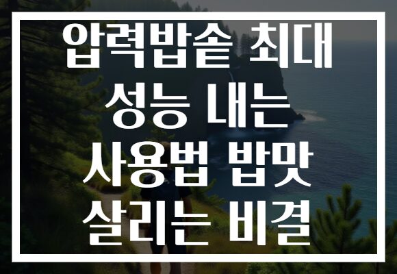 압력밥솥 최대 성능 내는 사용법 밥맛 살리는 비결