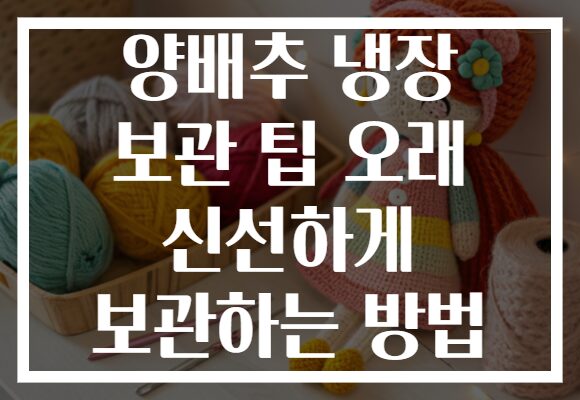 양배추 냉장 보관 팁 오래 신선하게 보관하는 방법