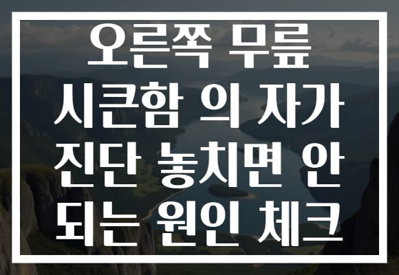 오른쪽 무릎 시큰함 의 자가 진단 놓치면 안 되는 원인 체크 오른쪽 무릎 시큰함 의 자가 진단 놓치면 안 되는 원인 체크