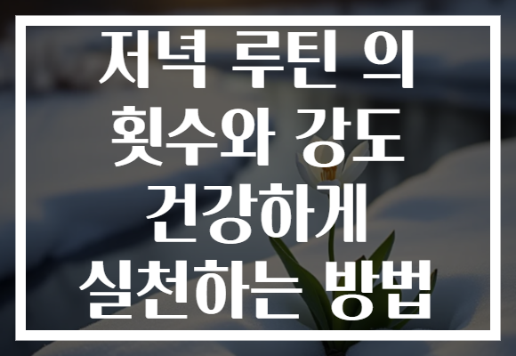 저녁 루틴 의 횟수와 강도 건강하게 실천하는 방법 저녁 루틴 의 횟수와 강도 건강하게 실천하는 방법