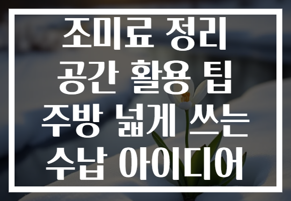 조미료 정리 공간 활용 팁 주방 넓게 쓰는 수납 아이디어
