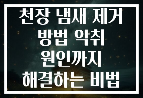 천장 냄새 제거 방법 악취 원인까지 해결하는 비법