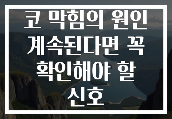 코 막힘의 원인 계속된다면 꼭 확인해야 할 신호