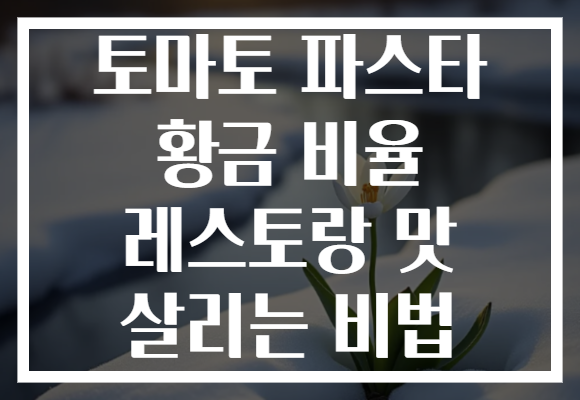 토마토 파스타 황금 비율 레스토랑 맛 살리는 비법 토마토 파스타 황금 비율 레스토랑 맛 살리는 비법