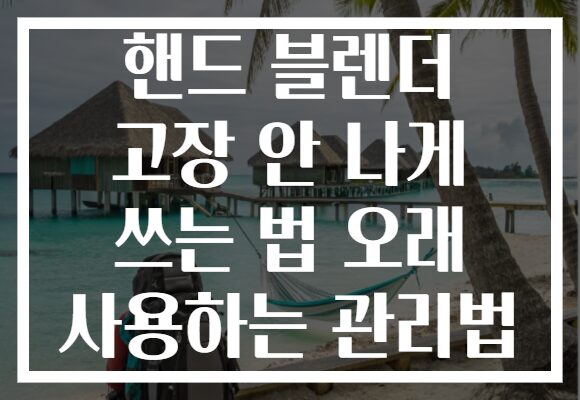 핸드 블렌더 고장 안 나게 쓰는 법 오래 사용하는 관리법