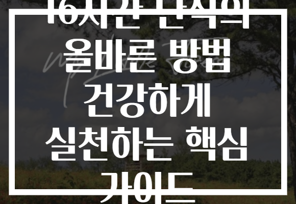 16시간 단식의 올바른 방법 건강하게 실천하는 핵심 가이드 16시간 단식의 올바른 방법 건강하게 실천하는 핵심 가이드