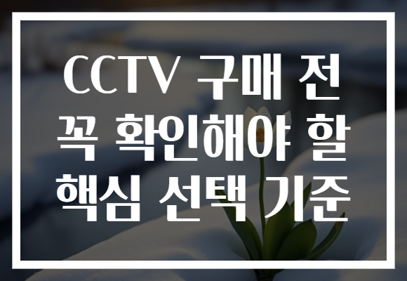 CCTV 구매 전 꼭 확인해야 할 핵심 선택 기준 CCTV 구매 전 꼭 확인해야 할 핵심 선택 기준