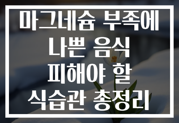 마그네슘 부족에 나쁜 음식 피해야 할 식습관 총정리 마그네슘 부족에 나쁜 음식 피해야 할 식습관 총정리