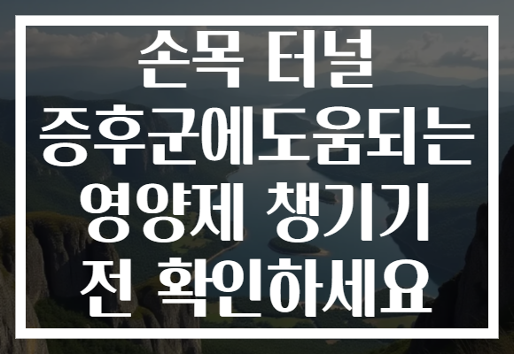 손목 터널 증후군에도움되는 영양제 챙기기 전 확인하세요 손목 터널 증후군에도움되는 영양제 챙기기 전 확인하세요