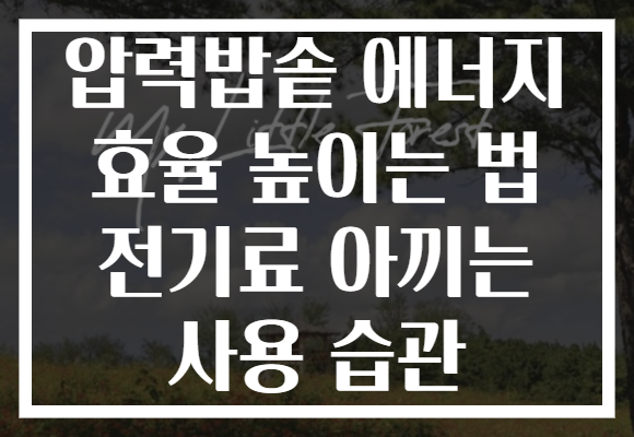 압력밥솥 에너지 효율 높이는 법 전기료 아끼는 사용 습관