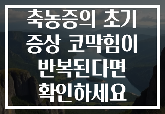 축농증의 초기 증상 코막힘이 반복된다면 확인하세요