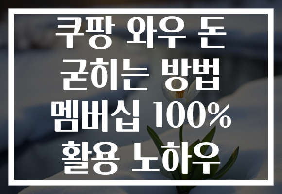 쿠팡 와우 돈 굳히는 방법 멤버십 100% 활용 노하우