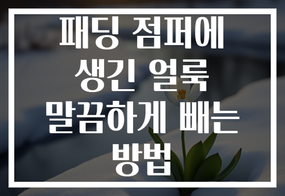 패딩 점퍼에 생긴 얼룩 말끔하게 빼는 방법