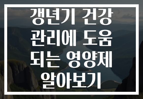 갱년기 건강 관리에 도움 되는 영양제 알아보기