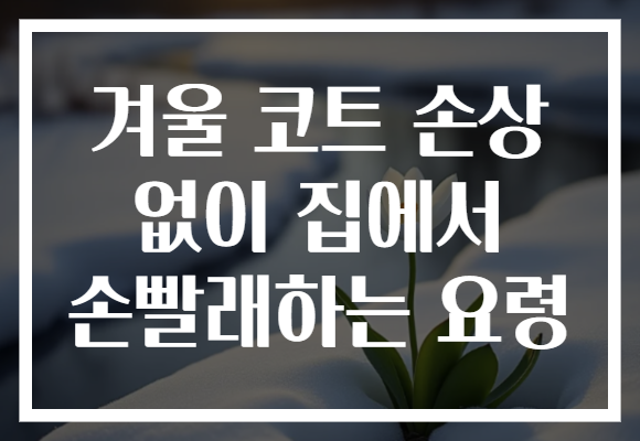 겨울 코트 손상 없이 집에서 손빨래하는 요령 겨울 코트 손상 없이 집에서 손빨래하는 요령