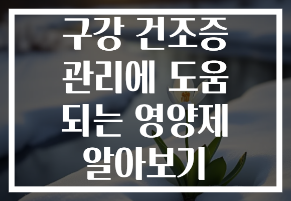 구강 건조증 관리에 도움 되는 영양제 알아보기 구강 건조증 관리에 도움 되는 영양제 알아보기