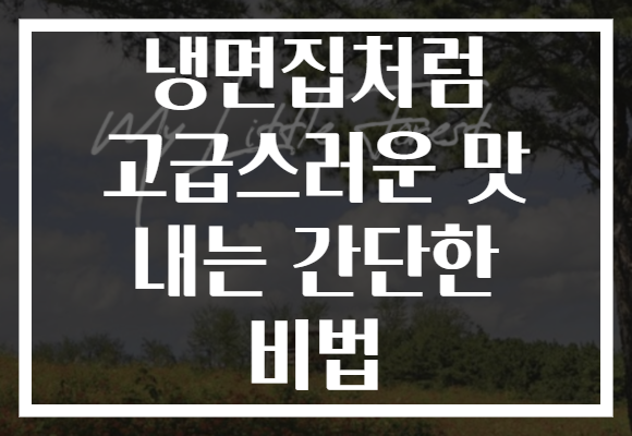 냉면집처럼 고급스러운 맛 내는 간단한 비법