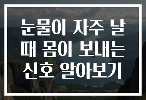 눈물이 자주 날 때 몸이 보내는 신호 알아보기 눈물이 자주 날 때 몸이 보내는 신호 알아보기