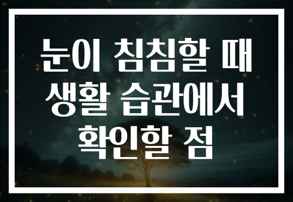 눈이 침침할 때 생활 습관에서 확인할 점 눈이 침침할 때 생활 습관에서 확인할 점